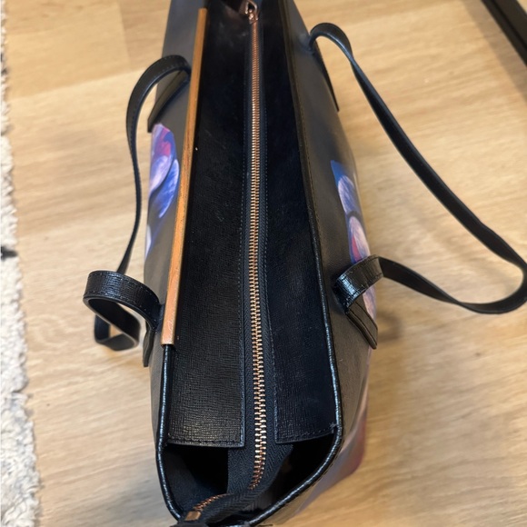 Ted Baker “Cosmic Bloom” Black Leather Tote - Picture 12 of 14